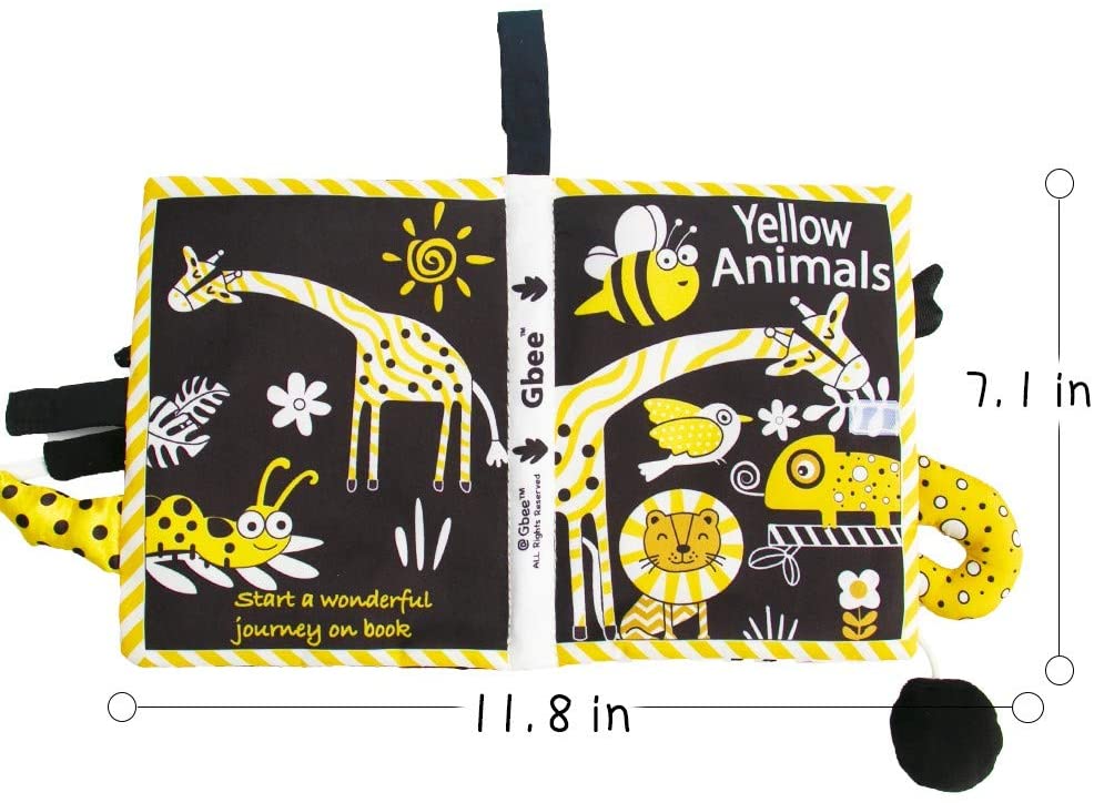 beetoy Soft Baby Book, Cloth Books with Black White Yellow Tail Early Education Toys Gift Activity T