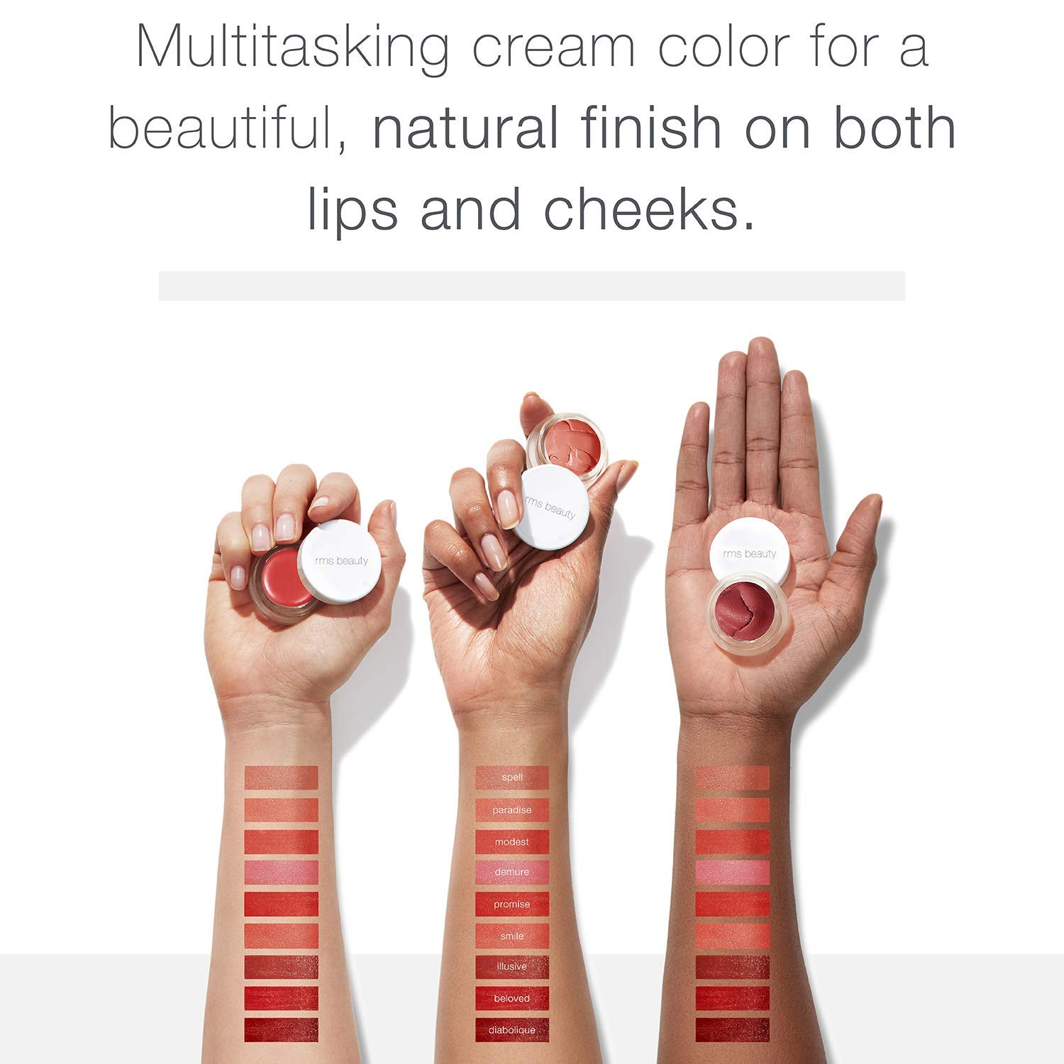 RMS Beauty Lip2Cheek - Organic Multi-Tasking Cream Makeup Provides Natural Skin Tint as Blush, Lip &