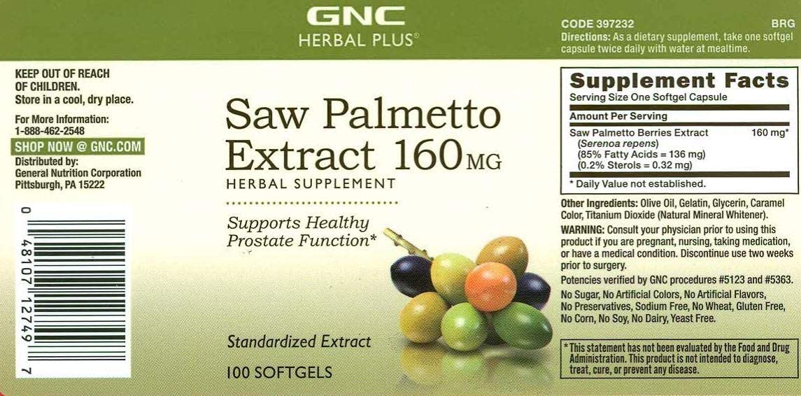 GNC Herbal Plus Saw Palmetto Extract 160mg