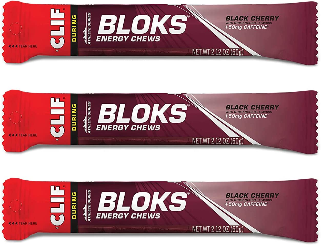 CLIF BLOKS Energy Chews - Black Cherry with 50mg Caffeine - Non-GMO - Plant Based Food - Fast Fuel f