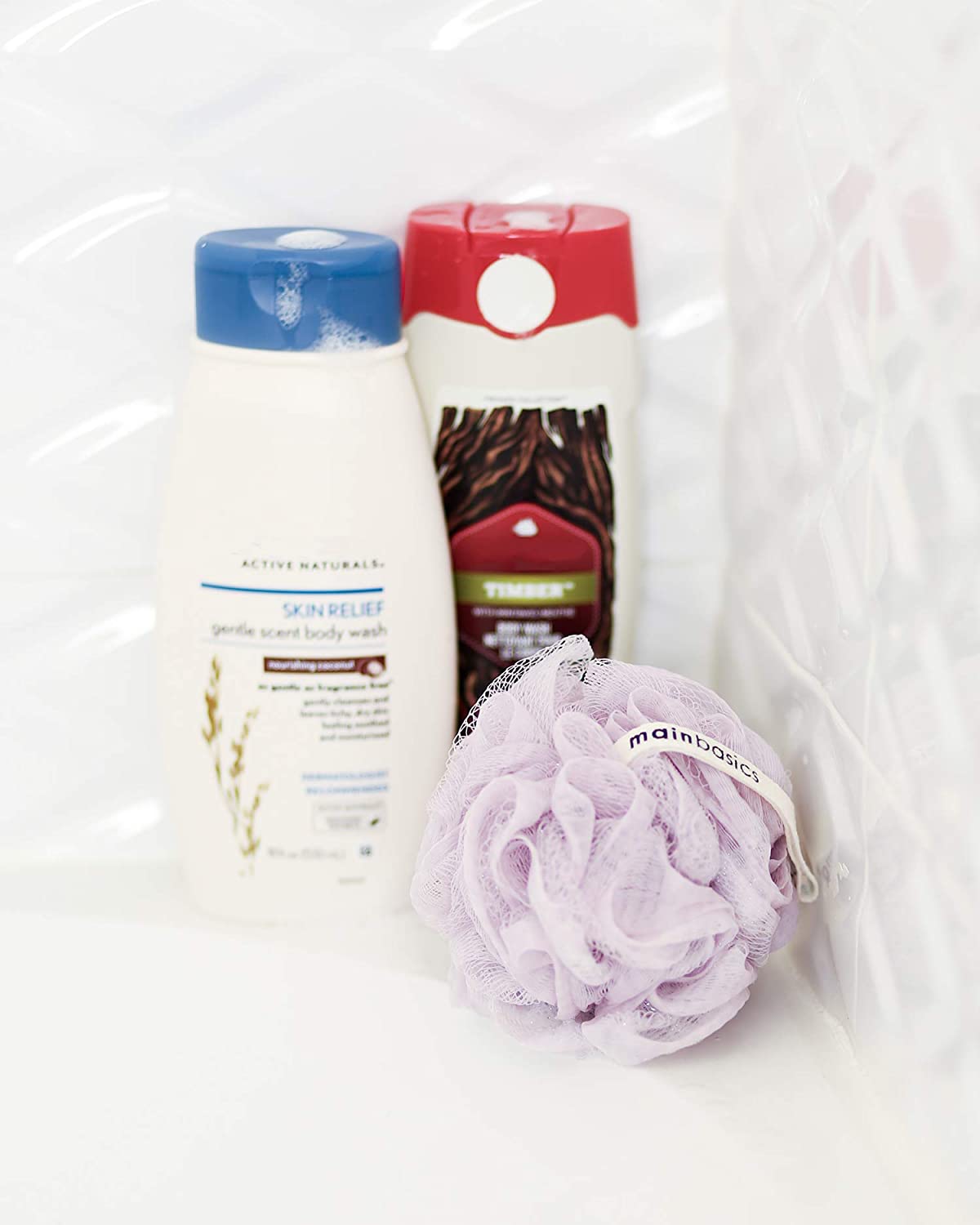 MainBasics Bath Shower Loofah Sponge Pouf Body Scrubber Exfoliator (Set of 3)