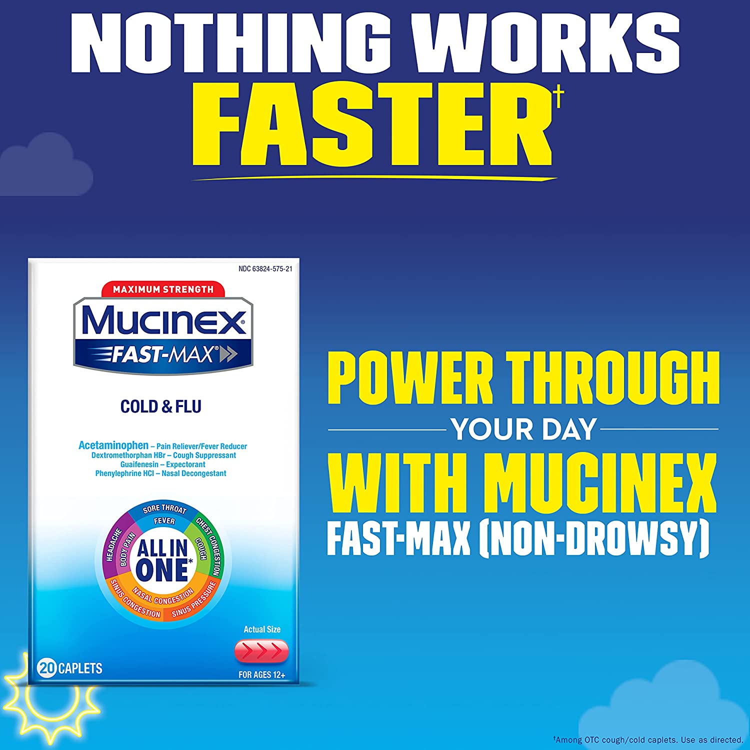 Mucinex Fast-Max Severe Cold Caplets, 20ct