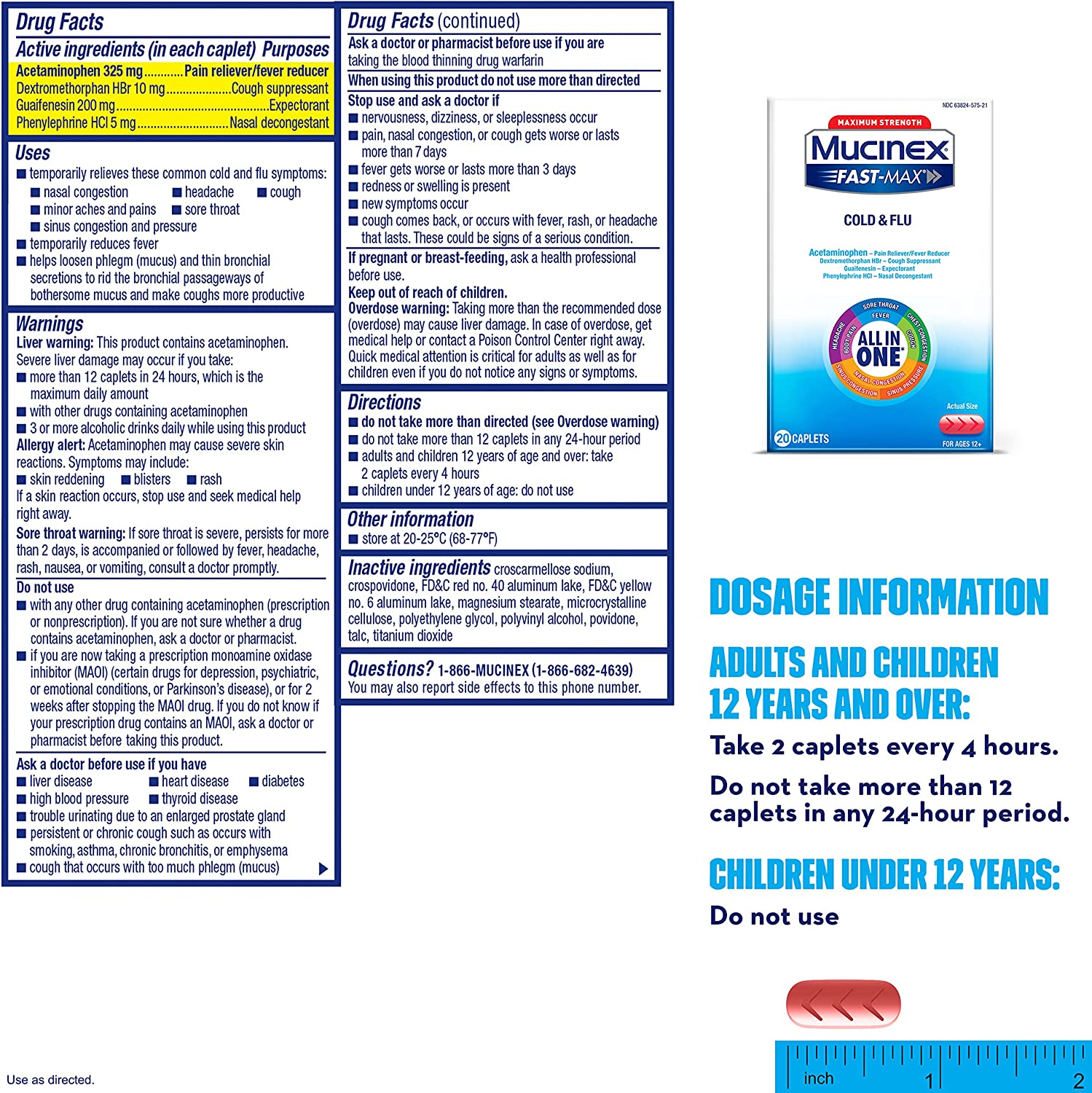 Mucinex Fast-Max Severe Cold Caplets, 20ct