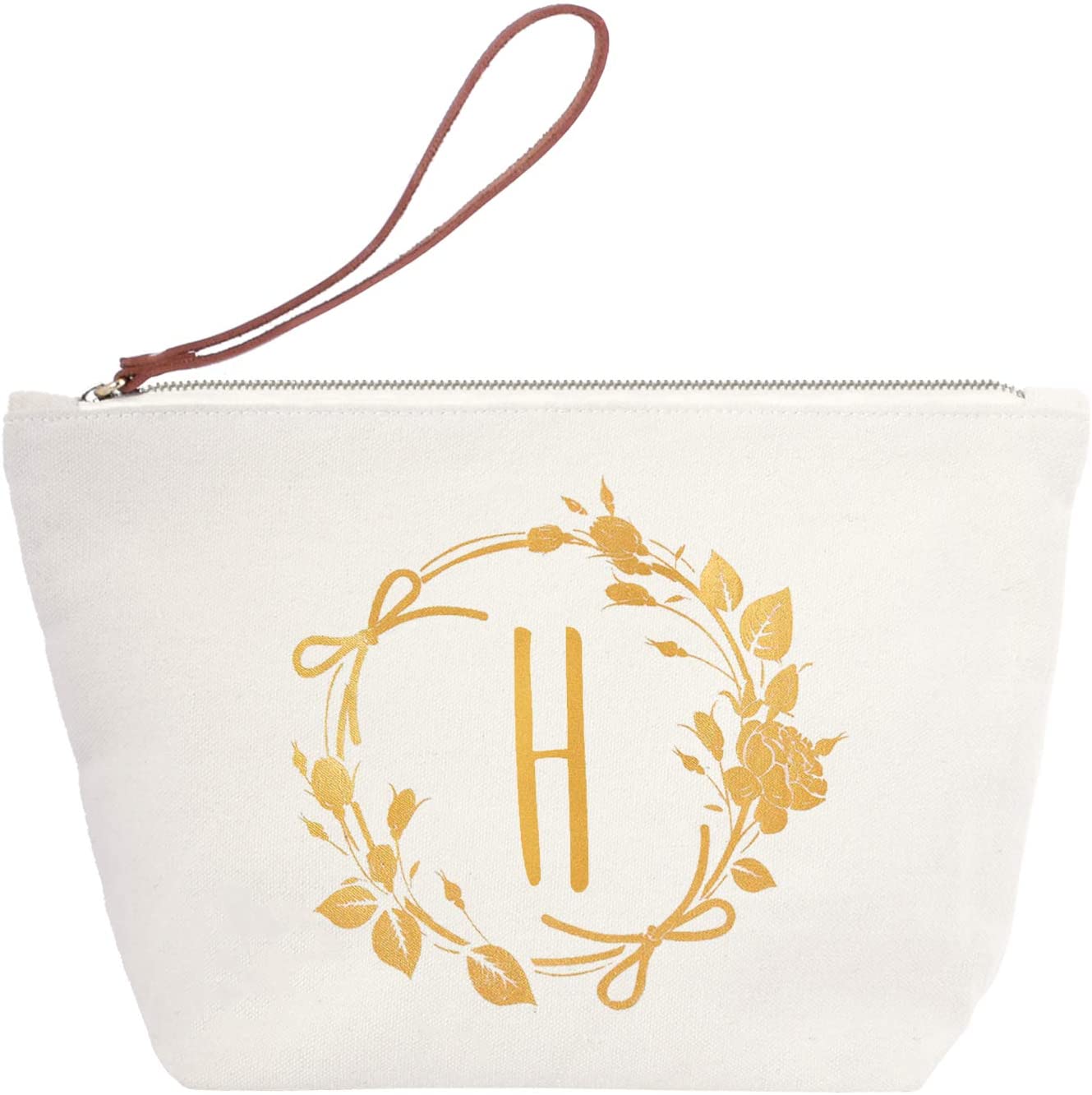 ElegantPark Personalized Gifts for Women Travel Monogram Makeup Bag Monogram H Initial Makeup Bag Co