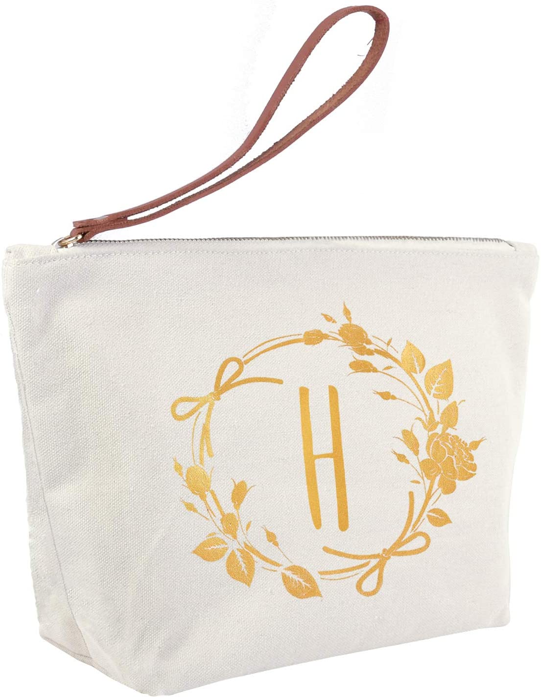 ElegantPark Personalized Gifts for Women Travel Monogram Makeup Bag Monogram H Initial Makeup Bag Co