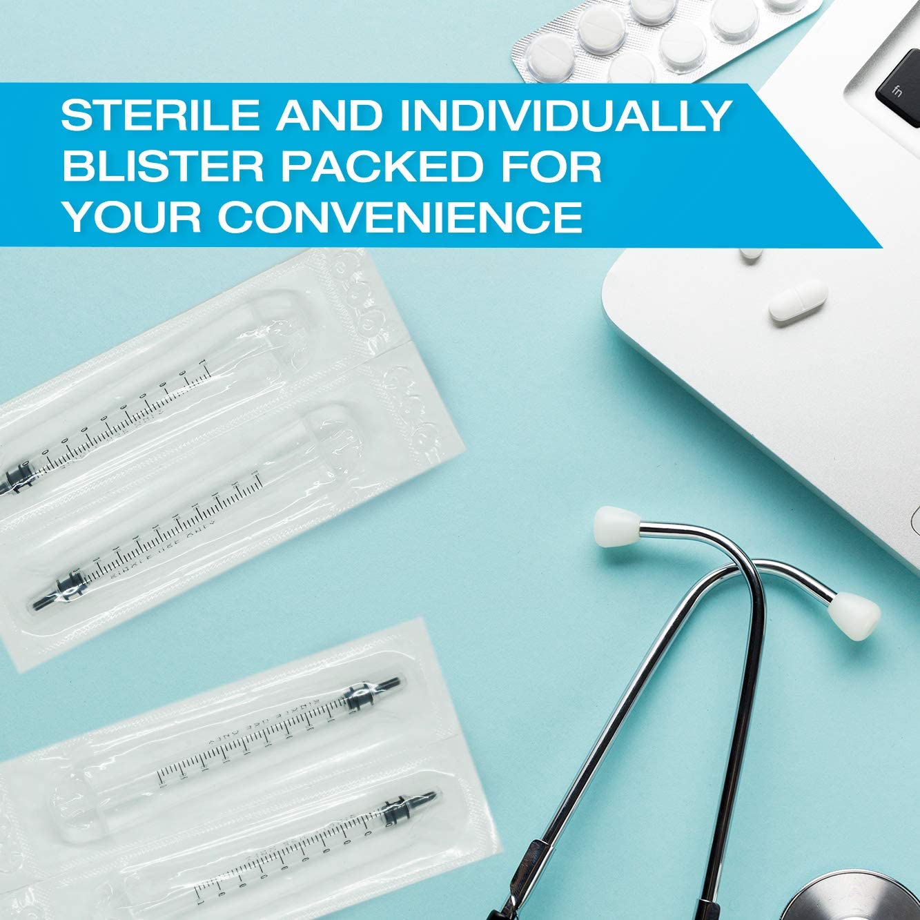 30ml Oral Dispenser Syringe with Cover 50 Pack by Tilcare - Luer Slip Sterile Plastic Medicine Food 