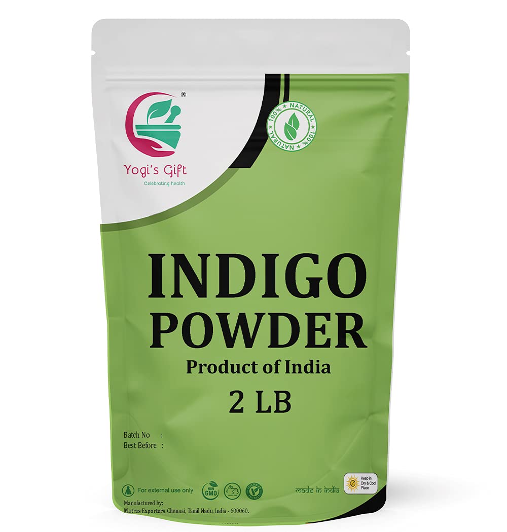 YOGIs GIFT | Organic Indigo Powder for Hair 2 LB | Ideal for Black and Dark Hair | Indigofera Tincto