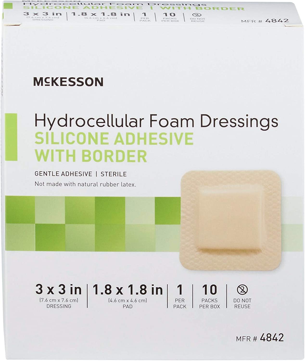 McKesson Lite Hydrocellular Foam Dressings, Sterile, Silicone Adhesive