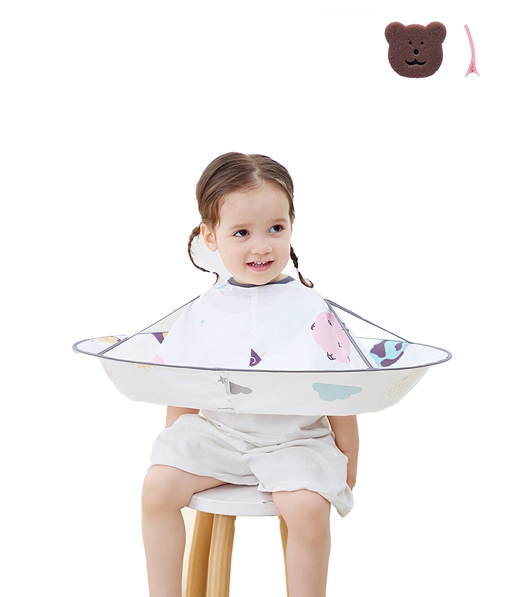 JIERNXIU Kids Haircut Cape Hair Cape kit, Barber Cape Umbrella Cloak Hair Catcher Kids Hair Styling