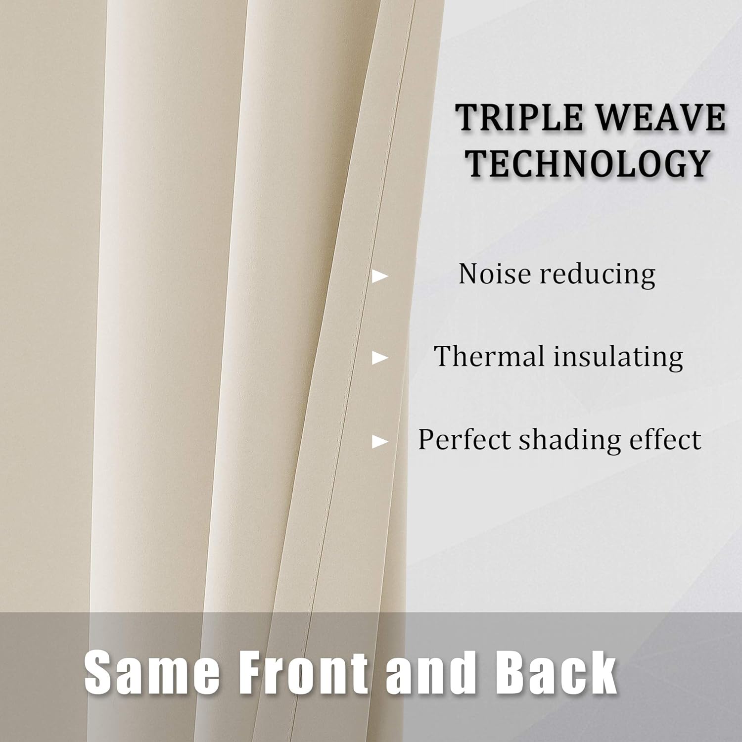 96 Inch Length Cream Beige Curtains Blackout Window Drapes for Bedroom Thermal Insulated Room Darken
