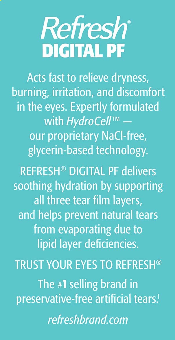 Refresh Digital PF Lubricant Eye Drops, Preservative-Free, 0.01 Fl Oz Single-Use Containers, 30 Coun
