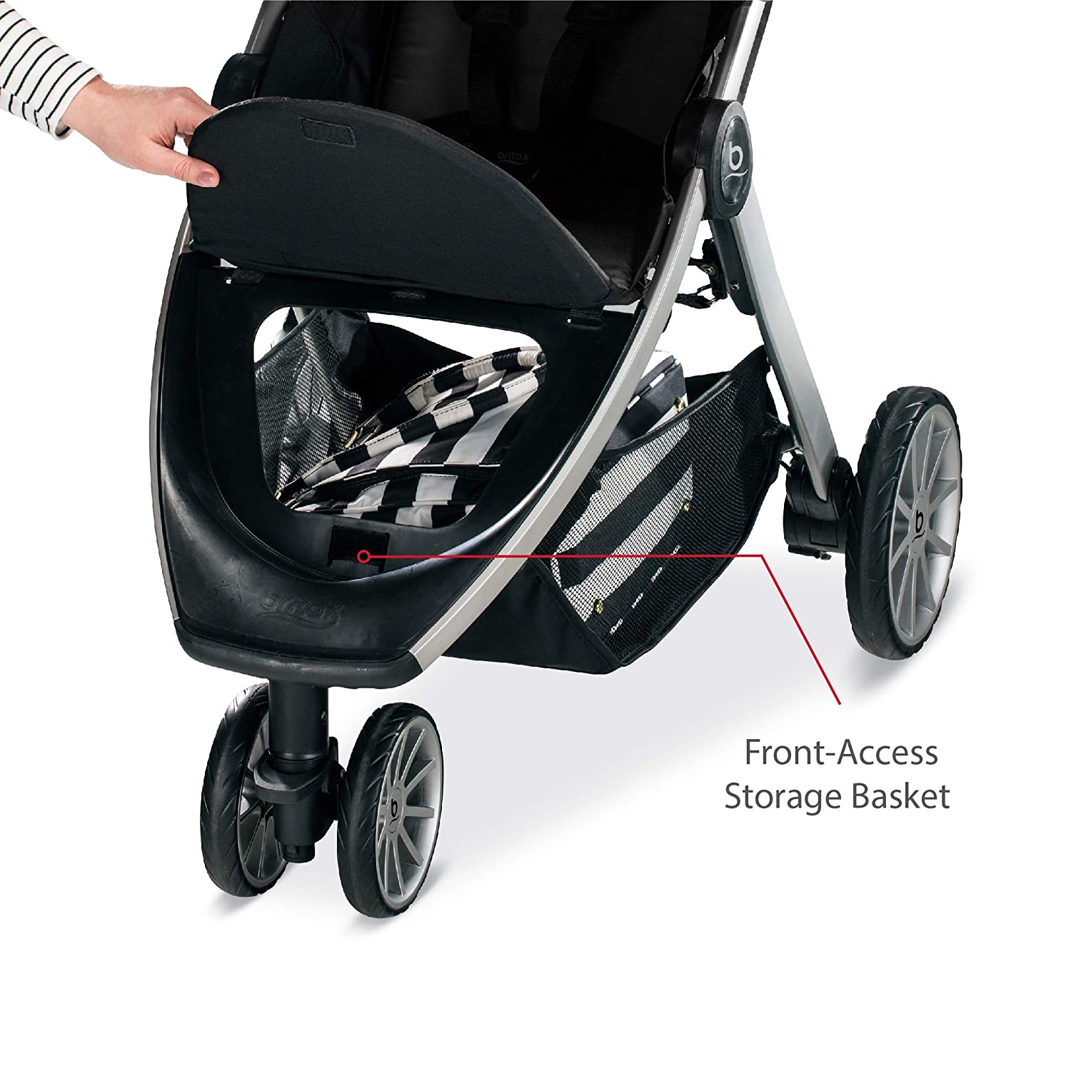 Britax B-Lively Lightweight Stroller, Raven - One Hand Fold, Large UV50+ Canopy, All Wheel Suspensio