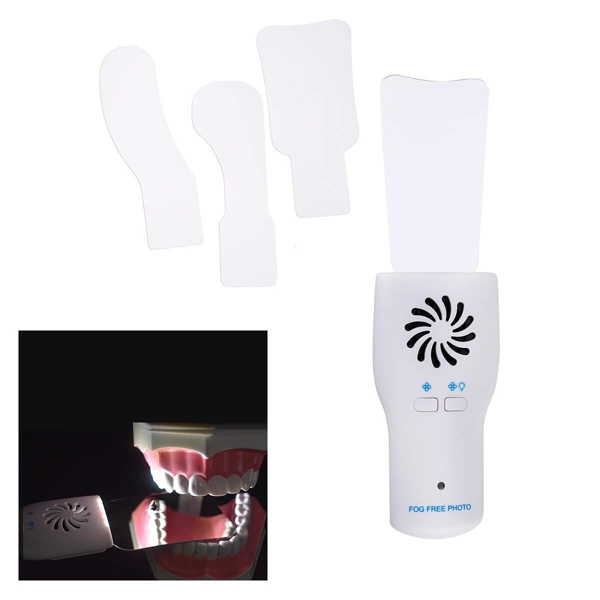 NSKI Occlusal Mirror Orthodontic LED Fog-Free Photo Mirror Stainless Steel Observation Mirror