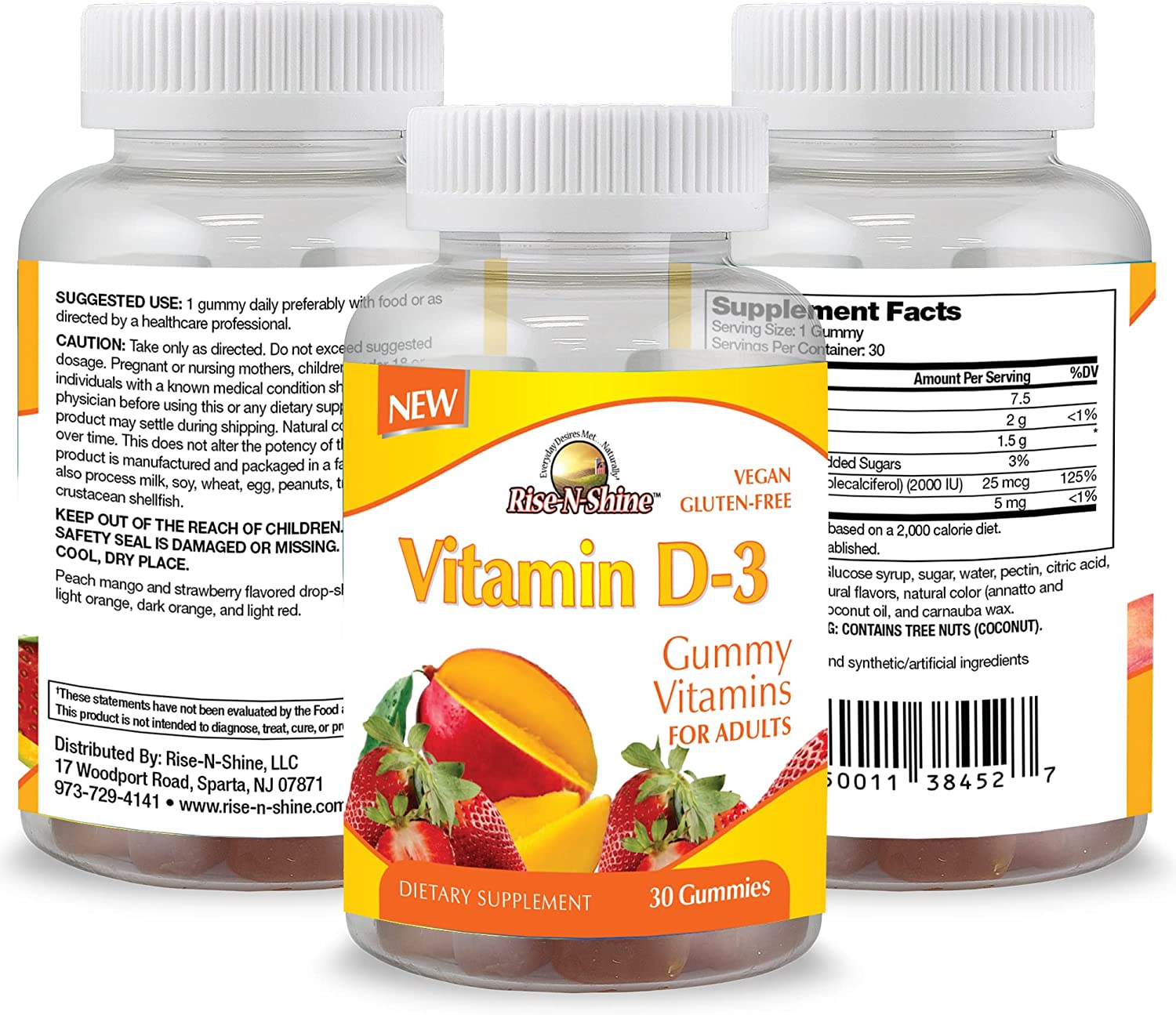 Vitamin D3 Adult Gummy Vitamins and Supplements 30 Count