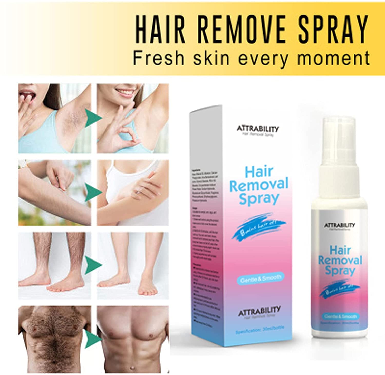 Gonwan Hair Removal Spray Foam Nature Nation Hair Removal Cream Newest Formula with Aloe Vera Vitami