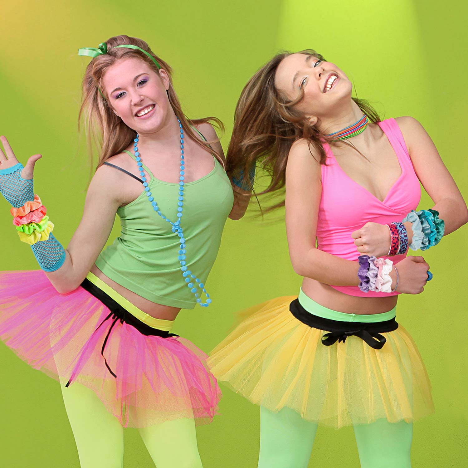 Whaline Neon Scrunchies Summer Velvet Hair Bobble Elastics Hair Bands Soft Hair Ties for Girls, Wome