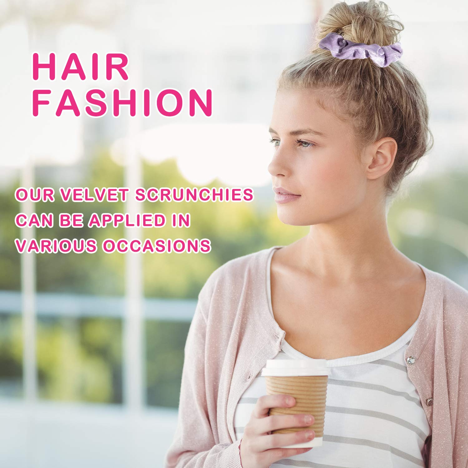 Whaline Neon Scrunchies Summer Velvet Hair Bobble Elastics Hair Bands Soft Hair Ties for Girls, Wome