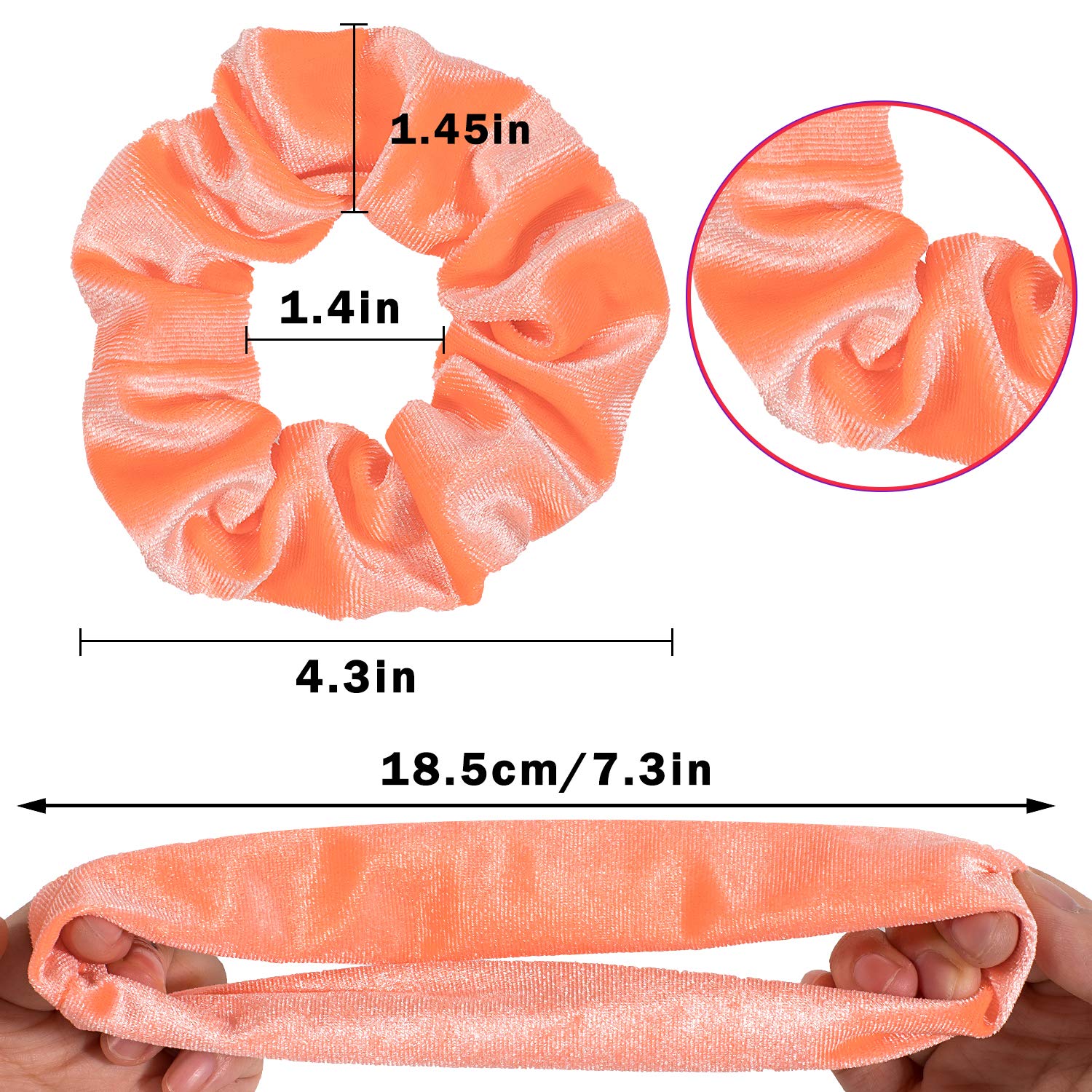 Whaline Neon Scrunchies Summer Velvet Hair Bobble Elastics Hair Bands Soft Hair Ties for Girls, Wome