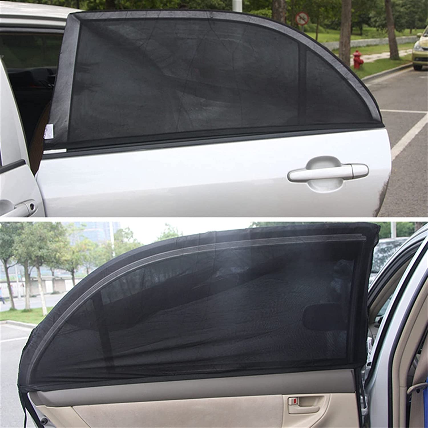 SUOTENG Universal Elastic Car Window Sunshades, Car Window Shades Sun Cover Rear Side Kids Baby UV P