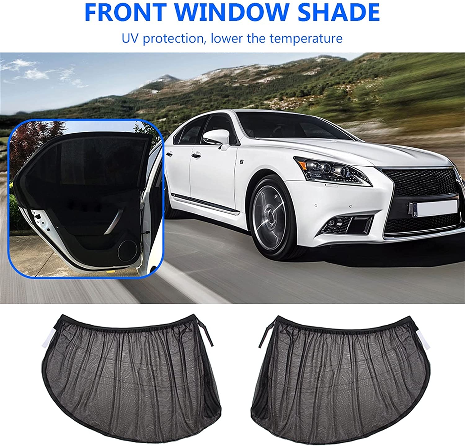 SUOTENG Universal Elastic Car Window Sunshades, Car Window Shades Sun Cover Rear Side Kids Baby UV P