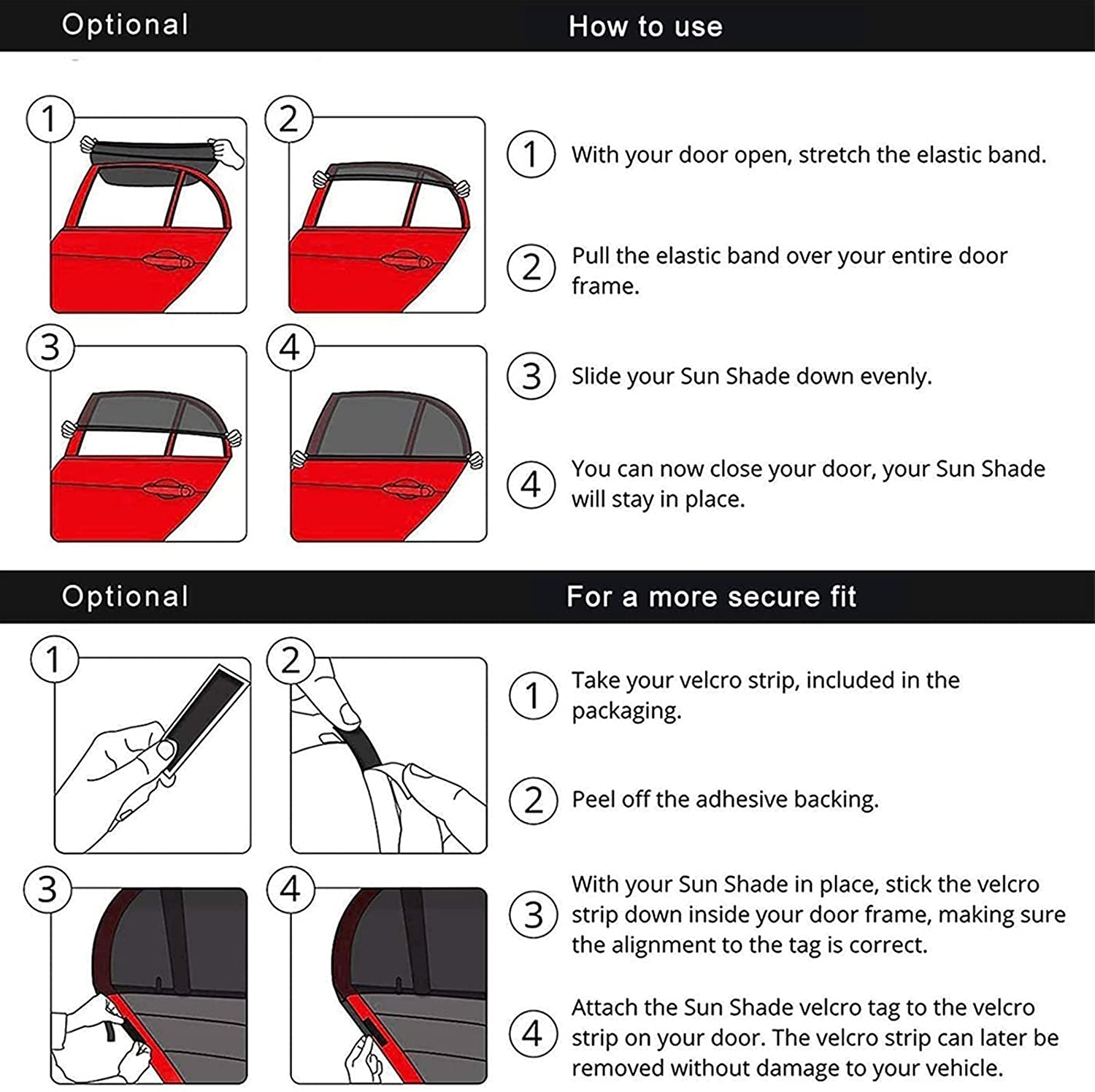 SUOTENG Universal Elastic Car Window Sunshades, Car Window Shades Sun Cover Rear Side Kids Baby UV P