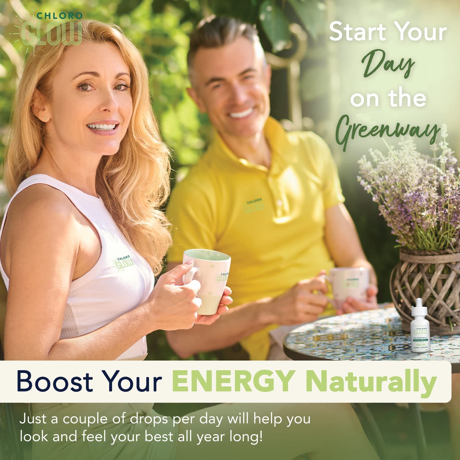 Chloroglow Liquid Chlorophyll Oxygen Drops 1500mg | Energy Supplement and Immune Support, Natural De