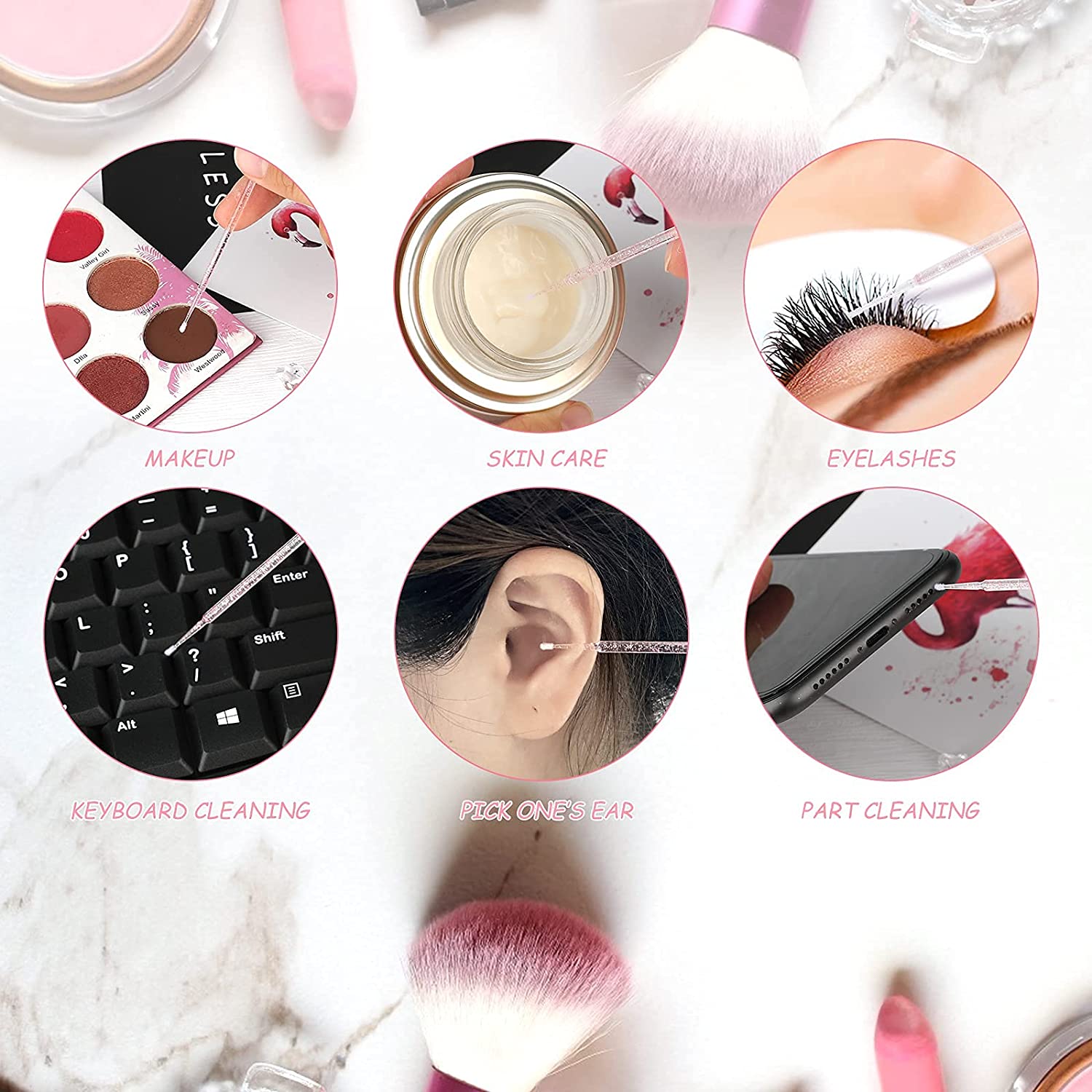 400PCS Crystal Micro Brush Applicator Disposable Micro Cotton Swabs for Eyelash Extensions Makeup Cl