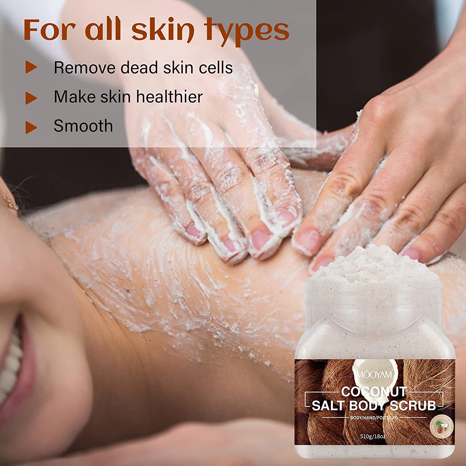 Salt Body Scrub, Exfoliating Body Scrub Coconut Body Scrubs for Women Exfoliation, Dead Skin Remover