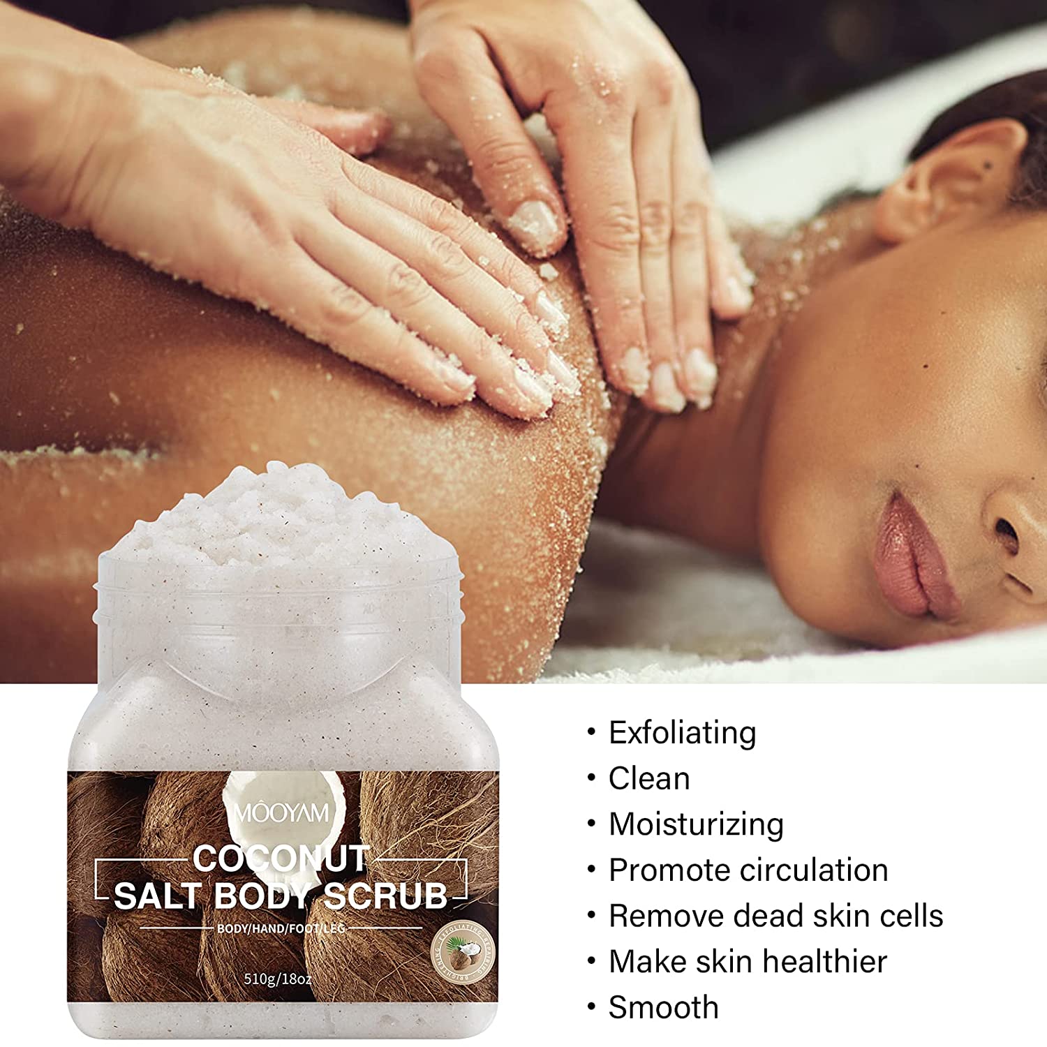 Salt Body Scrub, Exfoliating Body Scrub Coconut Body Scrubs for Women Exfoliation, Dead Skin Remover