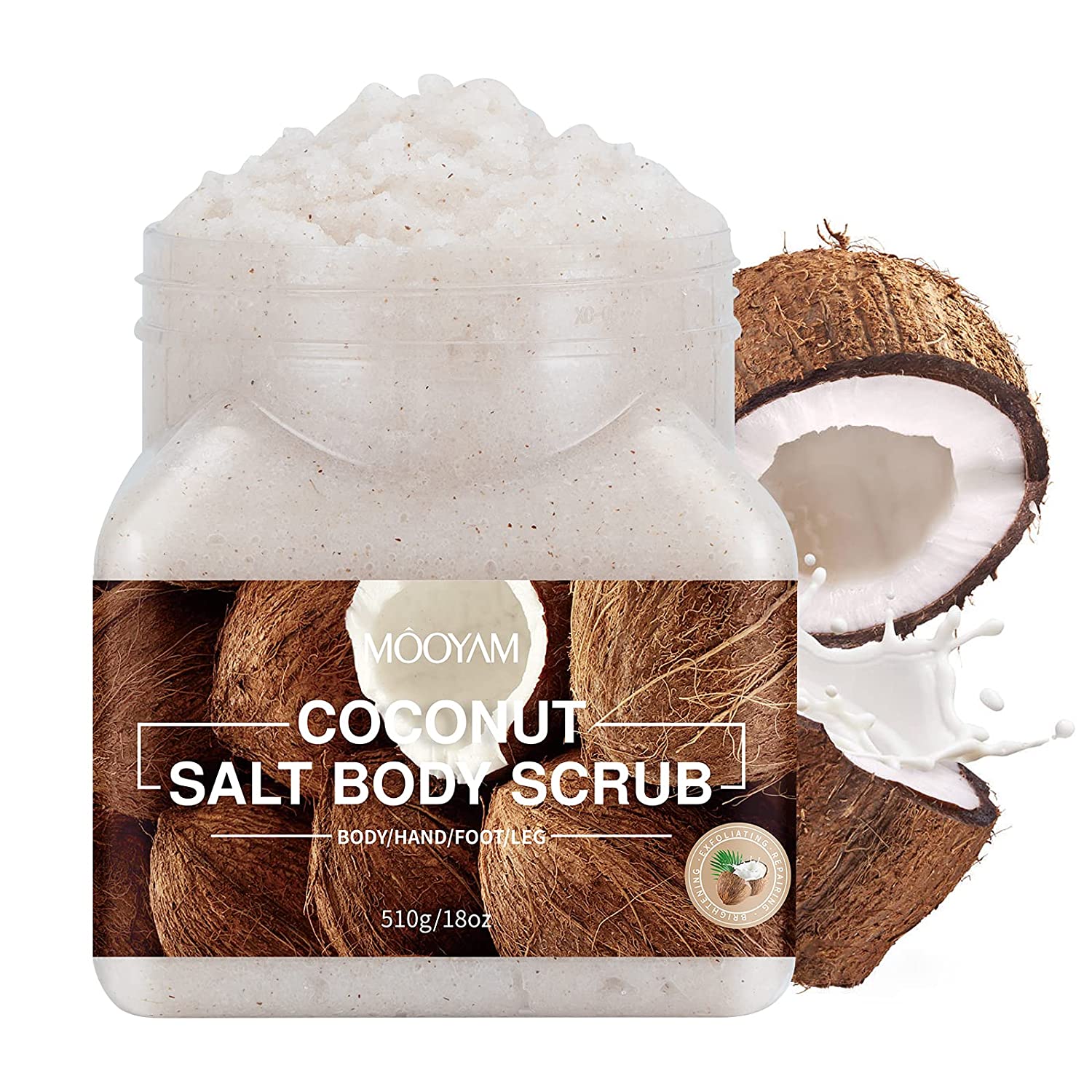 Salt Body Scrub, Exfoliating Body Scrub Coconut Body Scrubs for Women Exfoliation, Dead Skin Remover