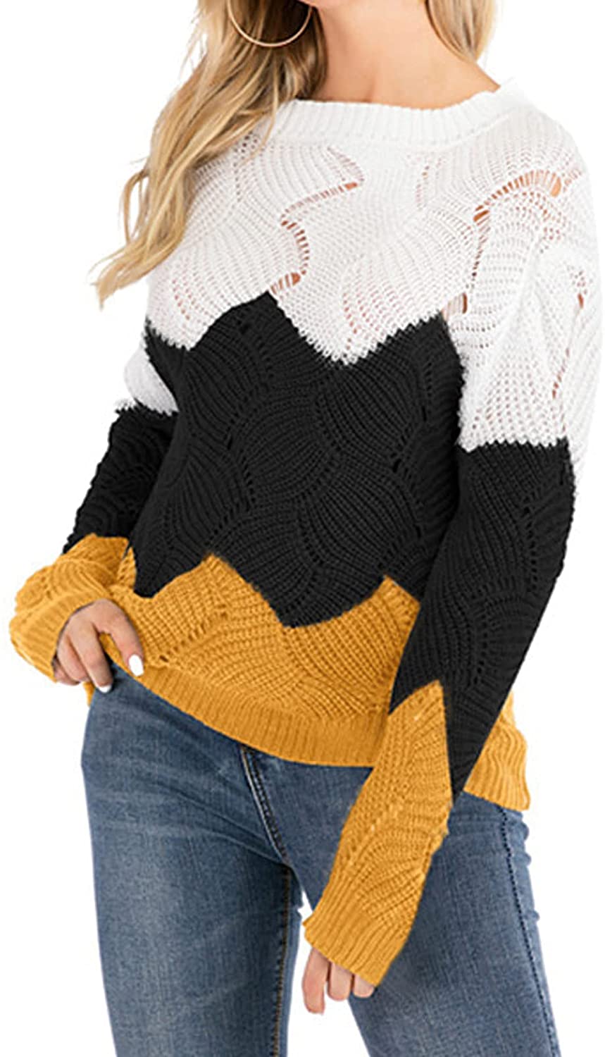 Sweaters For Women,Womens Tops Comfy O-Neck Pullover Autumn Striped Knitted T-Shirt Long-Sleeve Ladi