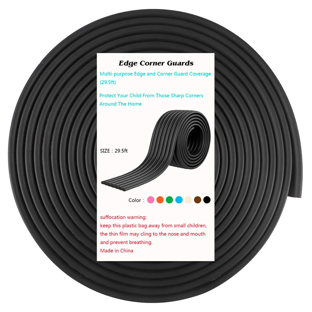 Baby Proofing Edge Guards 29.5ft Edge Protectors, 3M Pre-Taped, for Table, Desk, Fireplace(Black)