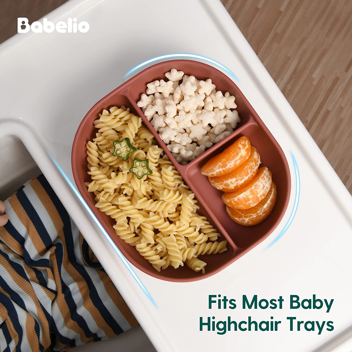 Babelio Suction Plates for Babies & Toddlers, Silicone Divided Baby Dish, Self Feeding Supplies for 