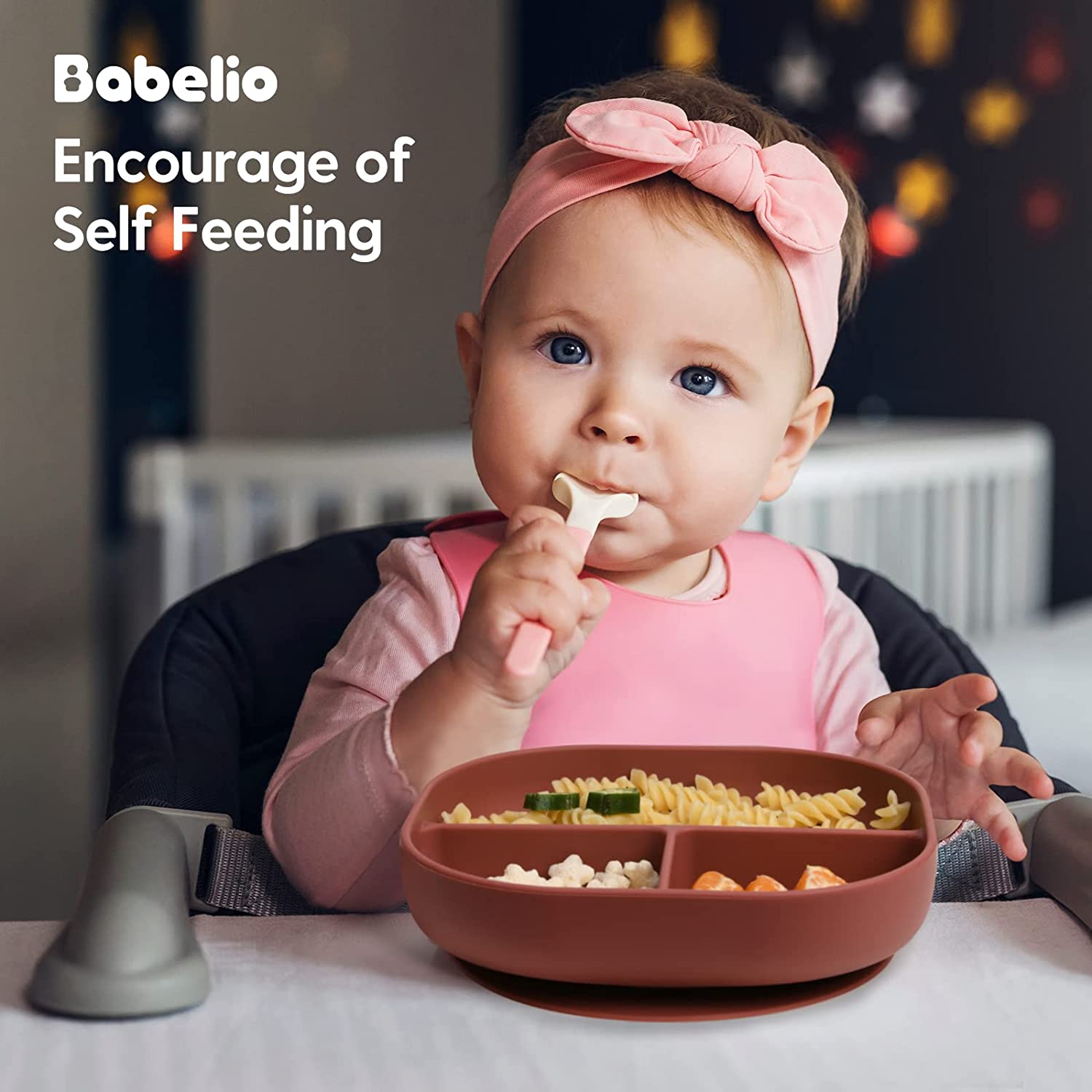 Babelio Suction Plates for Babies & Toddlers, Silicone Divided Baby Dish, Self Feeding Supplies for 