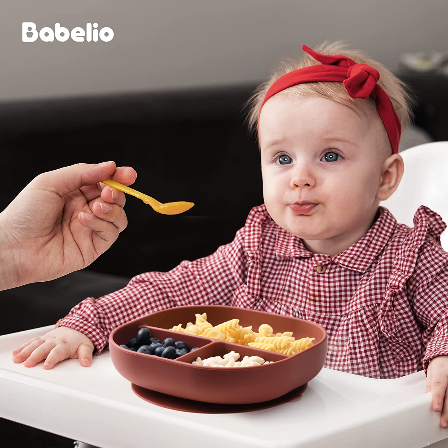 Babelio Suction Plates for Babies & Toddlers, Silicone Divided Baby Dish, Self Feeding Supplies for 