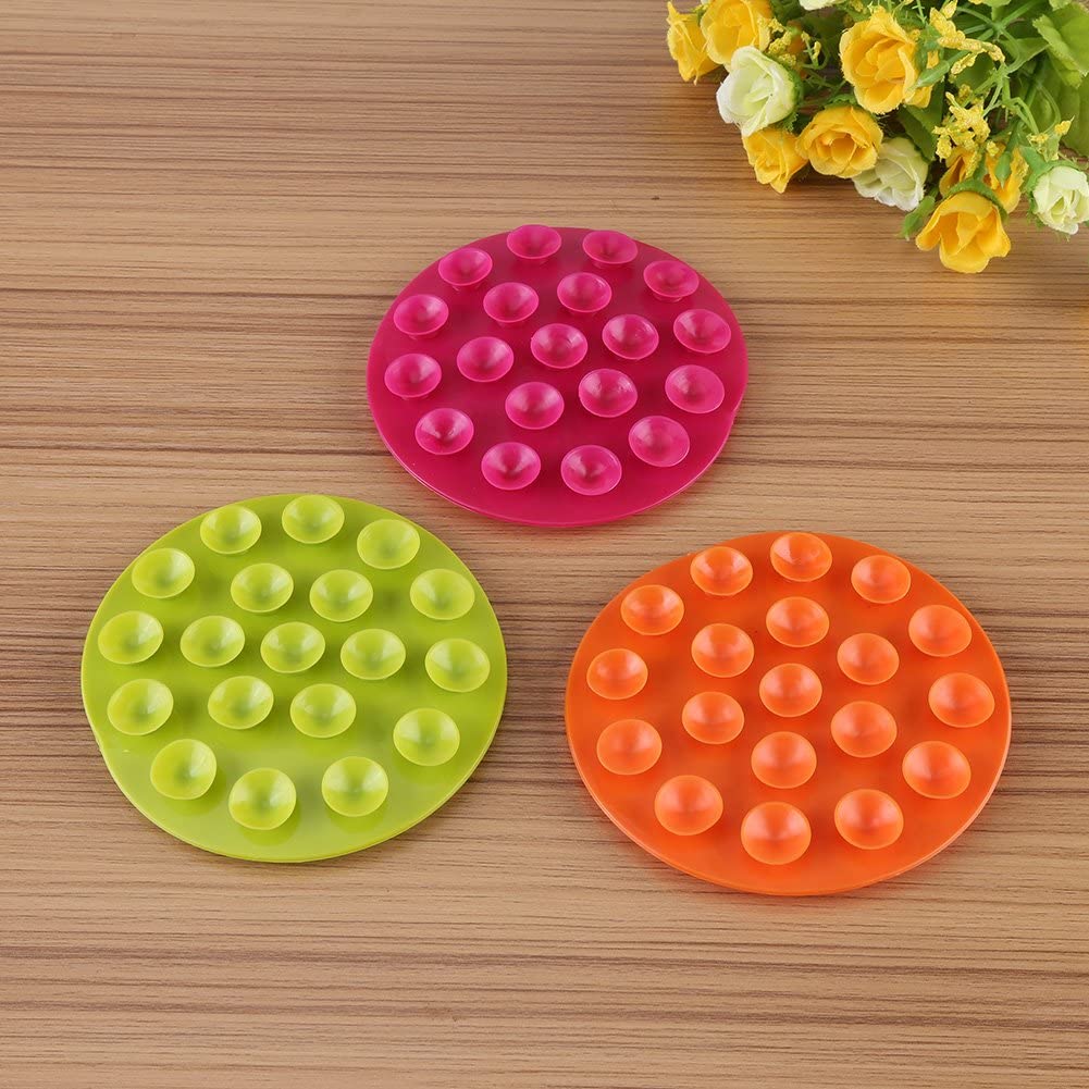 Fdit 3pcs Non-Slip Placemat Double-Sided Sucker Anti-Slip Plate Cutlery Stationary Pad Creative for 