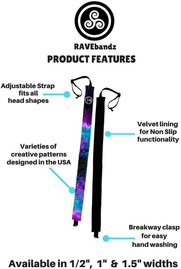 RAVEbandz! Women’s Adjustable Elastic Headbands (Field Hockey) - for Fashion or Workouts - Non Sli