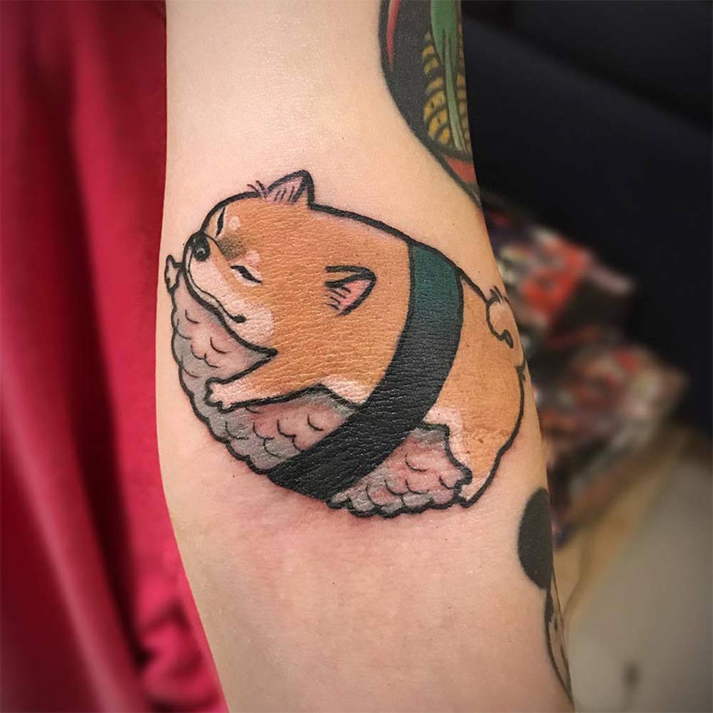 Oottati 7 Sheets Super Cute Janpan Shiba Inu Dog Fake Temporary Tattoos
