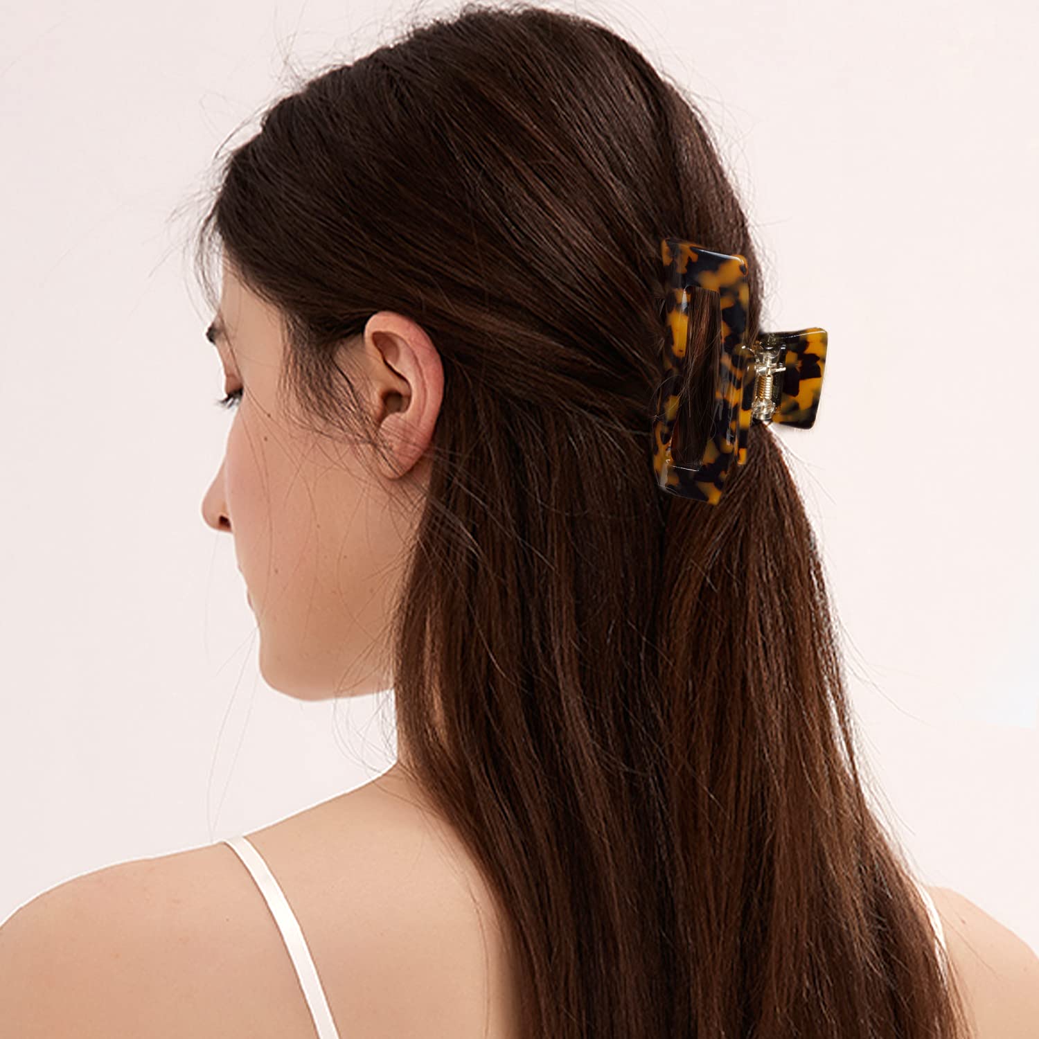 JIRIS 2 Pieces Hair Claw Clips Medium 3.5 Inch Banana Clips Hair Jaw Clips Tortoise Barrettes Cellul