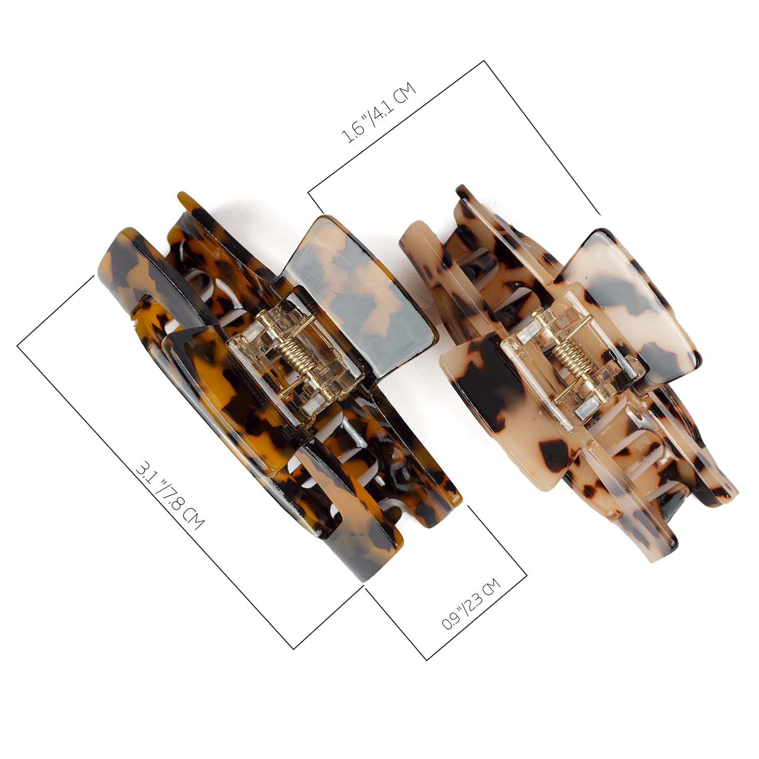 JIRIS 2 Pieces Hair Claw Clips Medium 3.5 Inch Banana Clips Hair Jaw Clips Tortoise Barrettes Cellul