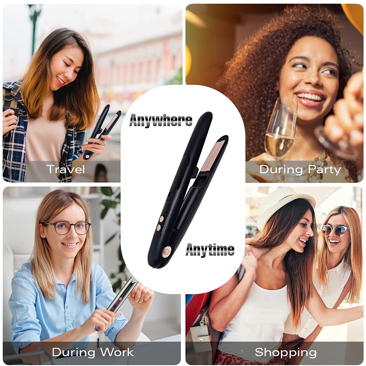 TI Style Cordless Hair Straightener and Steamer – USB Rechargeable Professional Steam Flat Iron an