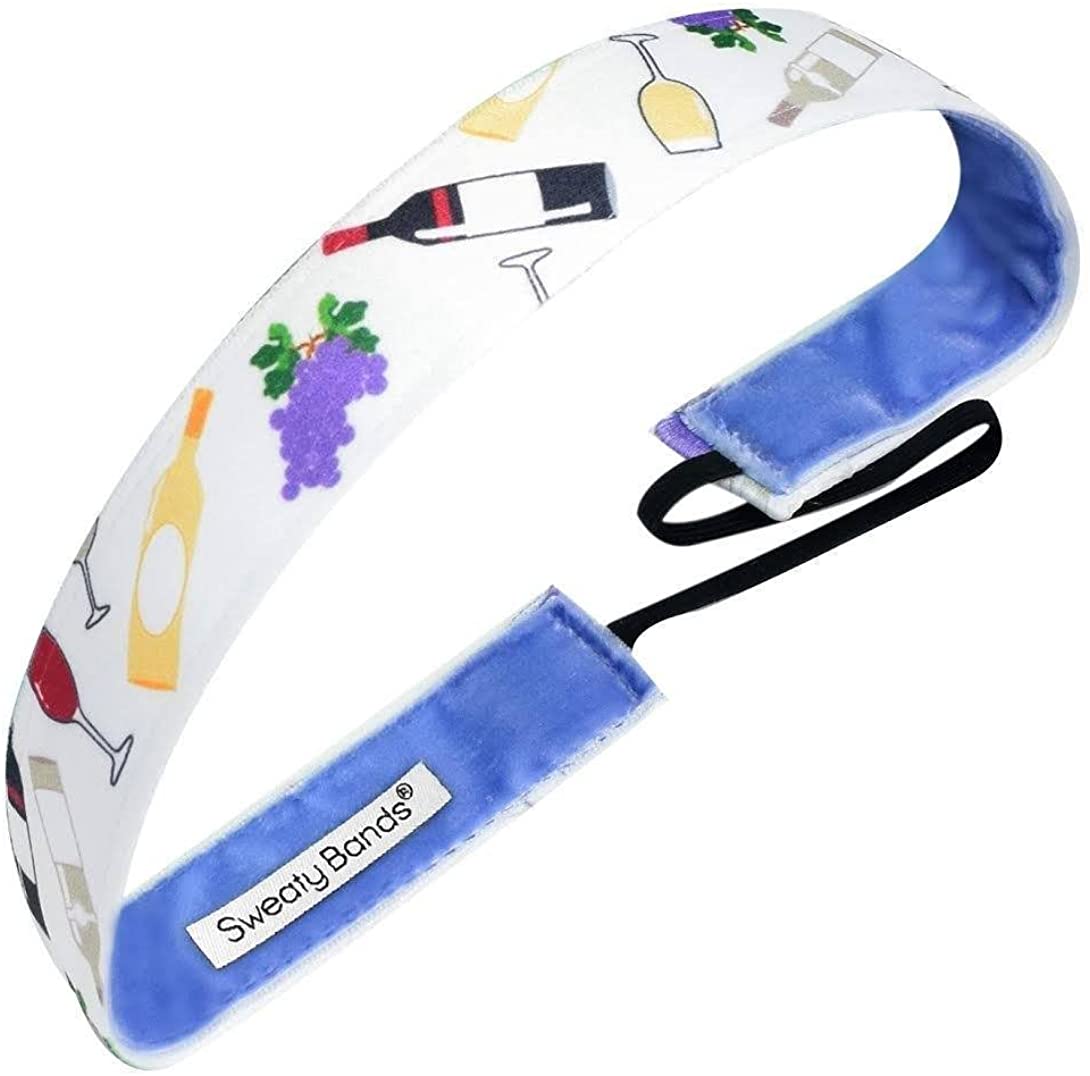 Sweaty Bands Womens Girls Headband - Non-Slip Velvet-Lined Fashion Hairband - Wine and Grapes