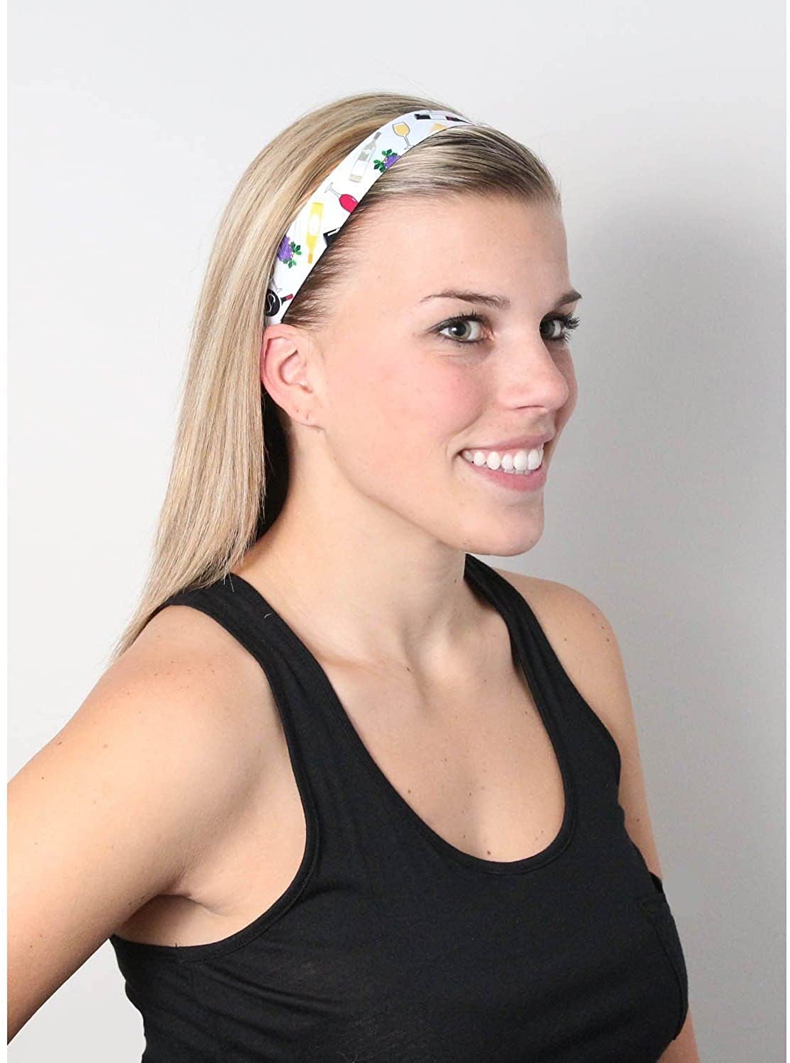 Sweaty Bands Womens Girls Headband - Non-Slip Velvet-Lined Fashion Hairband - Wine and Grapes