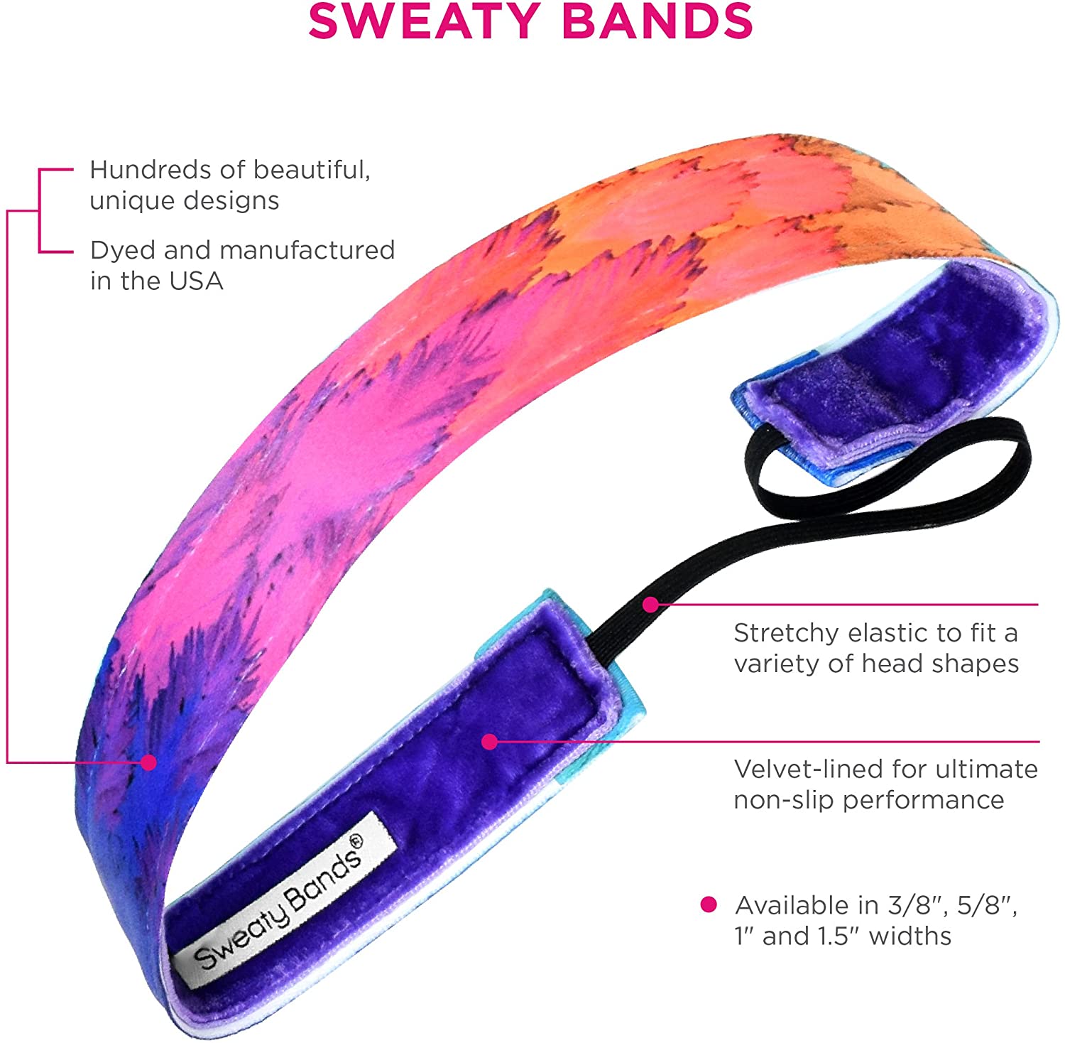 Sweaty Bands Womens Girls Headband - Non-Slip Velvet-Lined Fashion Hairband - Wine and Grapes