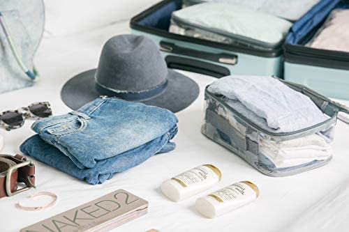 Small Clear Travel Packing Cube / See Through PVC Plastic Pouch for Carry On Suitcase, Backpack or D