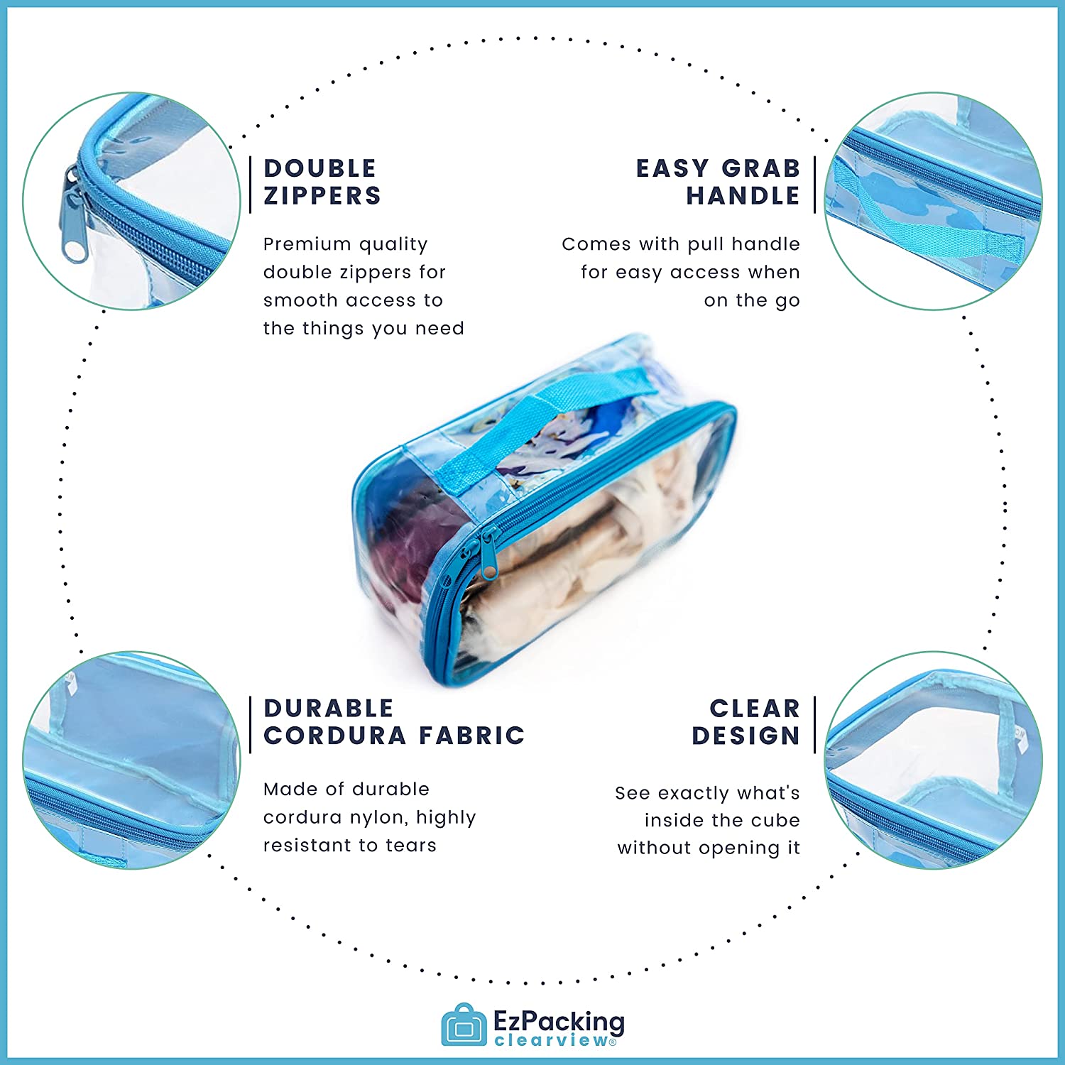 Small Clear Travel Packing Cube / See Through PVC Plastic Pouch for Carry On Suitcase, Backpack or D
