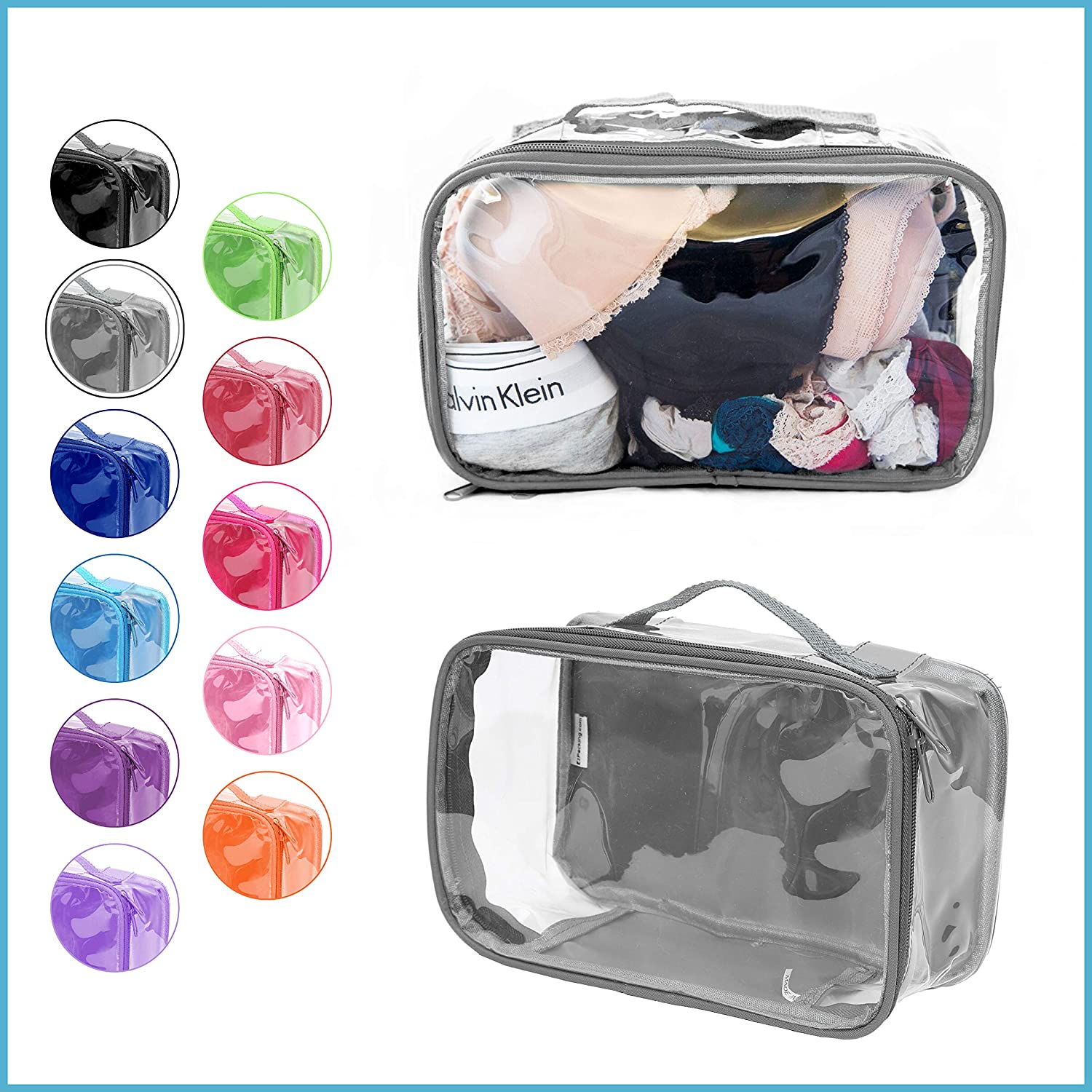 Small Clear Travel Packing Cube / See Through PVC Plastic Pouch for Carry On Suitcase, Backpack or D
