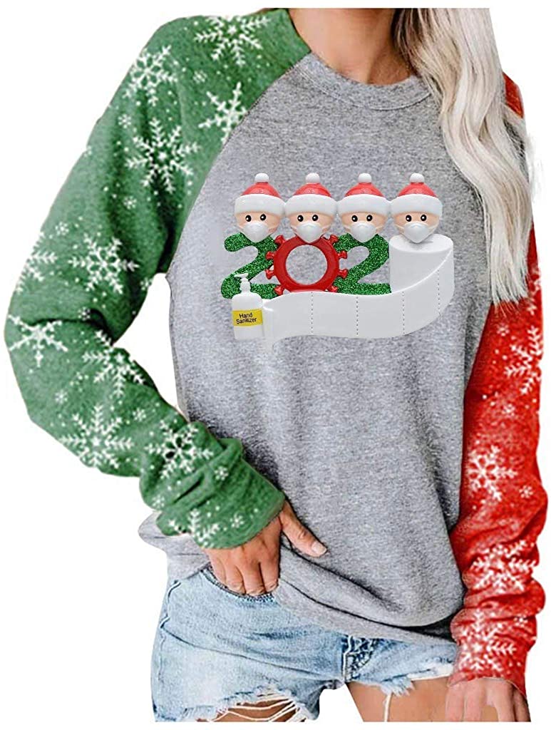 Dosoop Merry Christmas Color Block Blouse Women