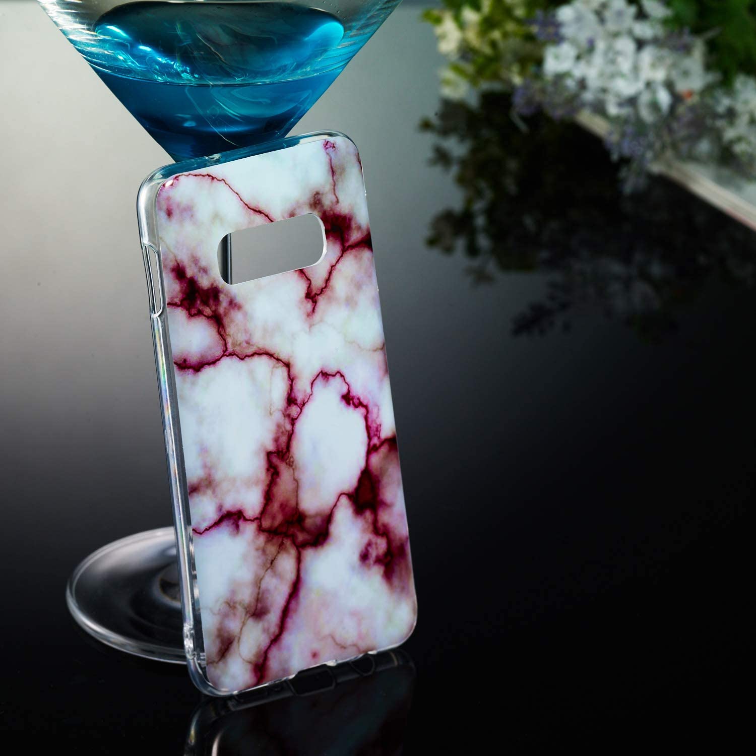 Amocase Marble Case with 2 in 1 Stylus for Samsung Galaxy S10E,Glossy Soft Rubber Silicone TPU Shock