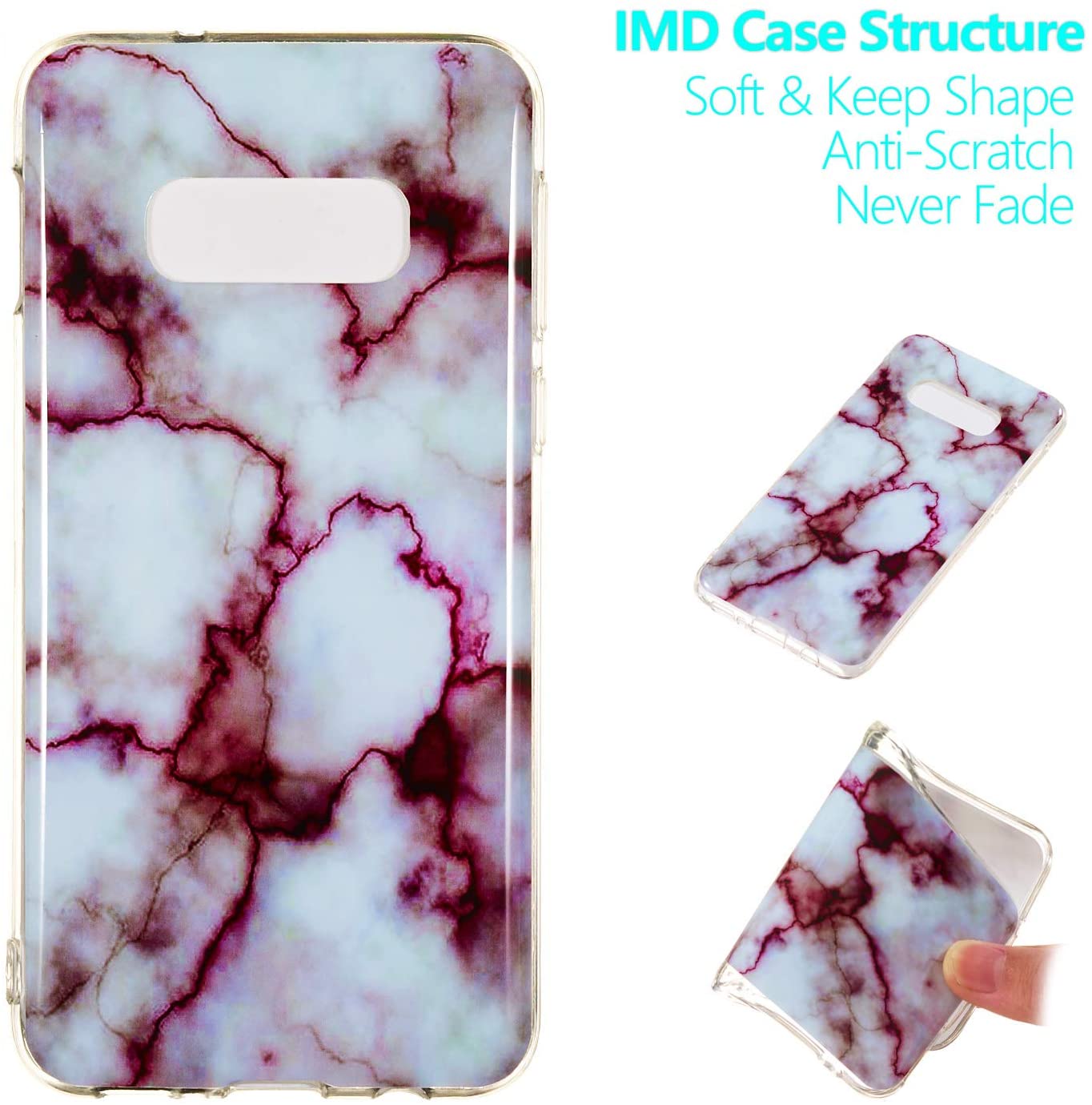 Amocase Marble Case with 2 in 1 Stylus for Samsung Galaxy S10E,Glossy Soft Rubber Silicone TPU Shock